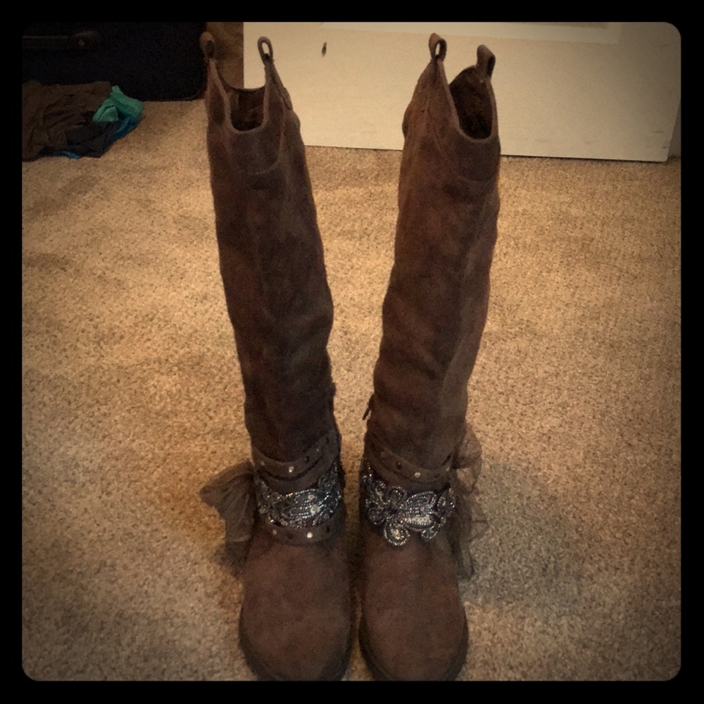Suede Brown Dressy Cowgirl Boots